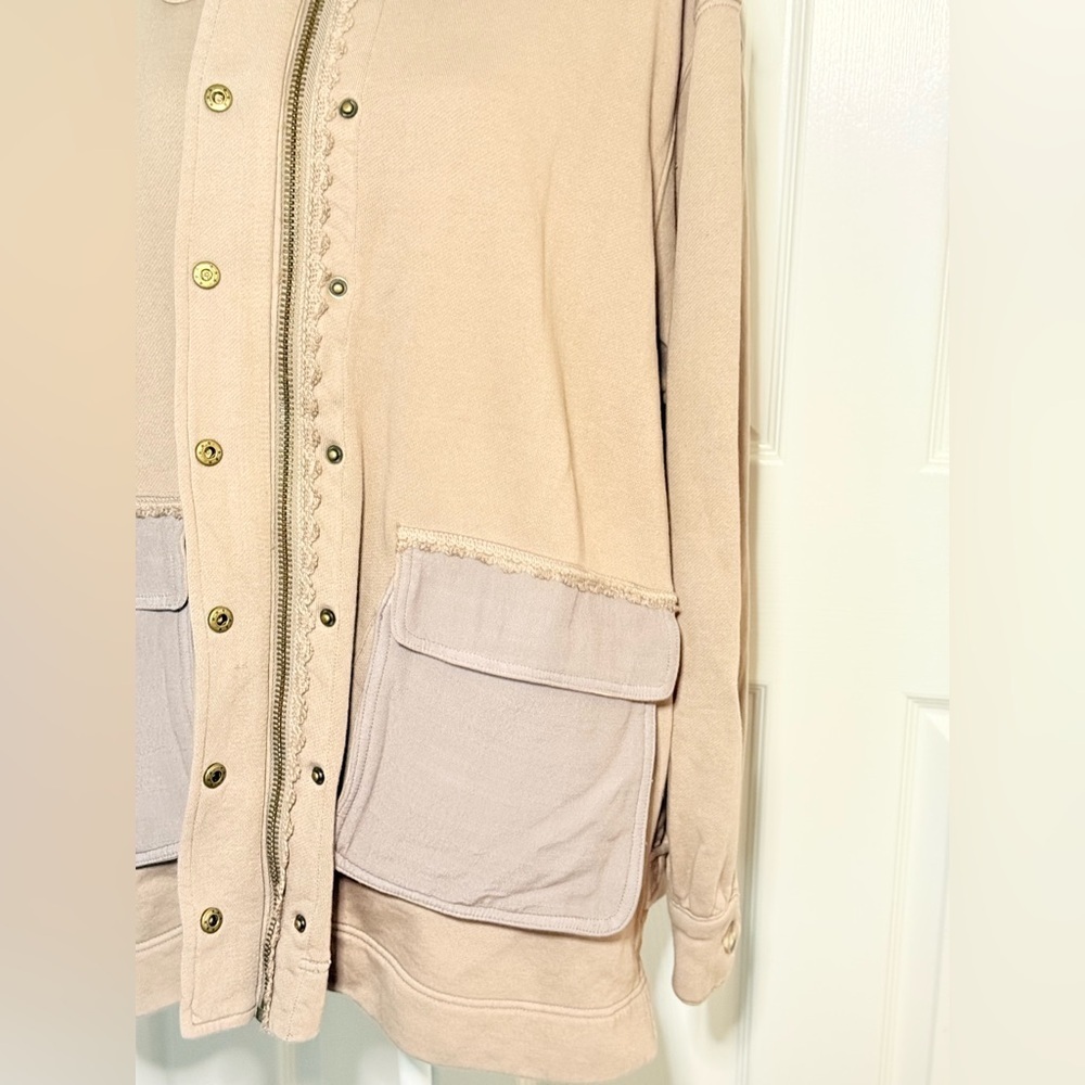 Free People Oversized Snap Front Shacket Jacket NWT Small Dusted Cocoa size S - Picture 16 of 16